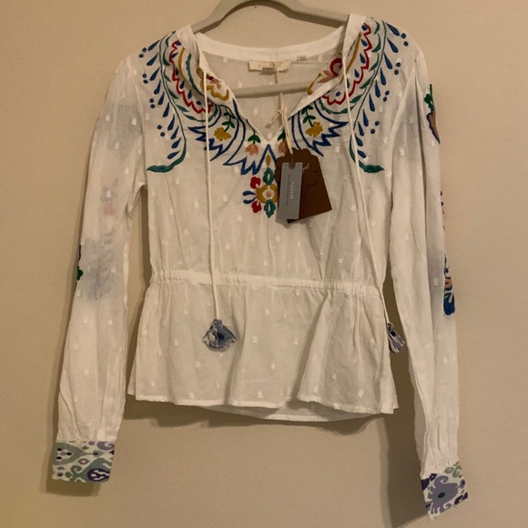 NWT Anthropologie Forever That Girl Embroidered Peplum Blouse - Picture 5 of 16